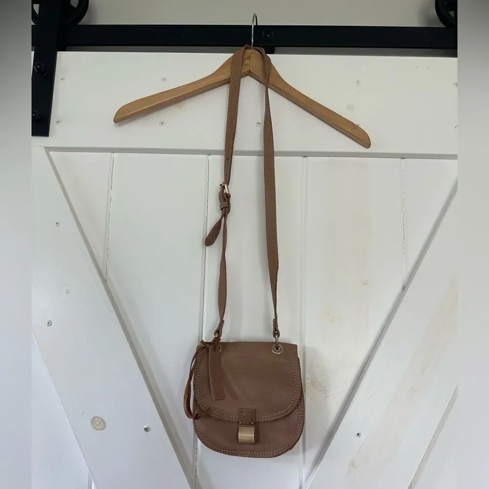 Vtg Y2K Abercrombie And Fitch Leather Cross Body Bag Purse Beige Tan